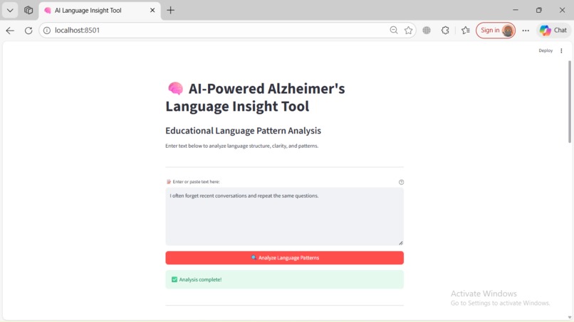 AI-Powered Alzheimer’s Language Insight Tool – screenshot 4