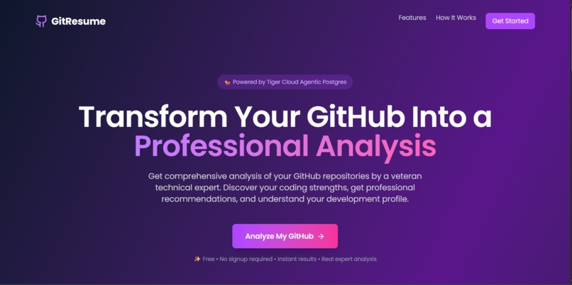 GitResume: Transform Your GitHub Into Professional Analysis – screenshot 1