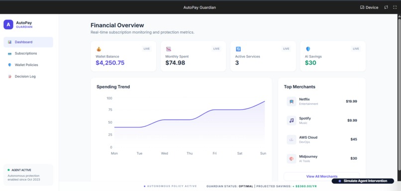 AutoPay Guardian: Autonomous Subscription Wallet – screenshot 1