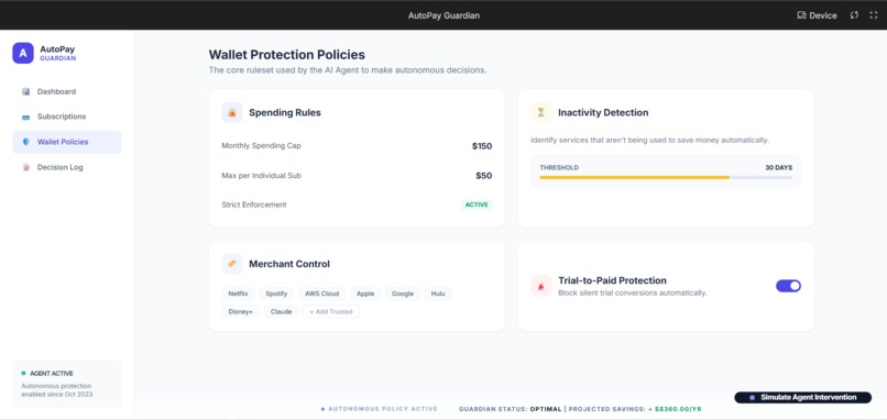 AutoPay Guardian: Autonomous Subscription Wallet – screenshot 3
