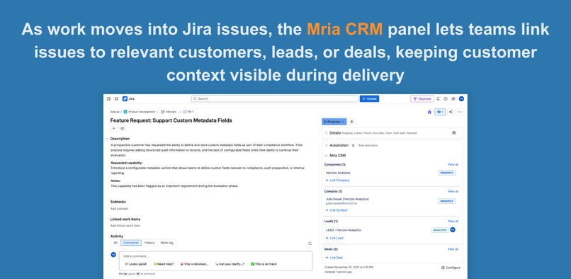 Mria CRM: CRM for Jira Teams – screenshot 5
