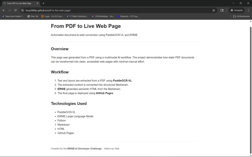 From PDF to Live Web Page – screenshot 1