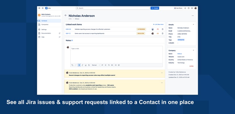 Mria Contacts: Contact Management in Jira & JSM – screenshot 6