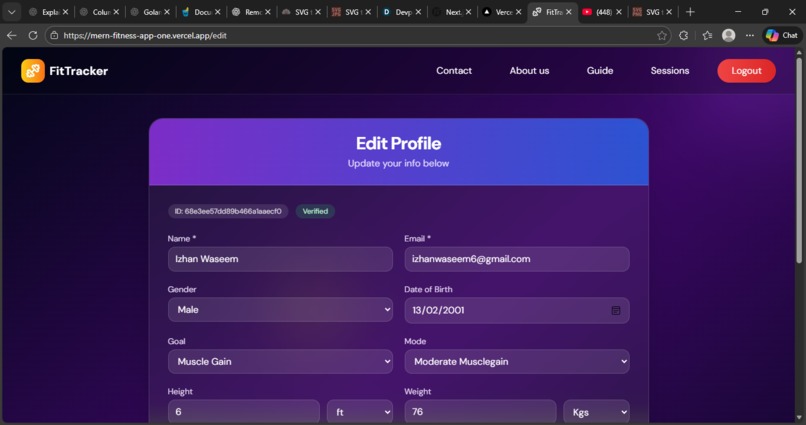 MERN Fittracker FItness App – screenshot 2