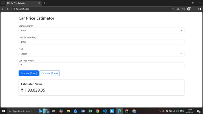 AI-Powered Car Price Prediction Web App – screenshot 2