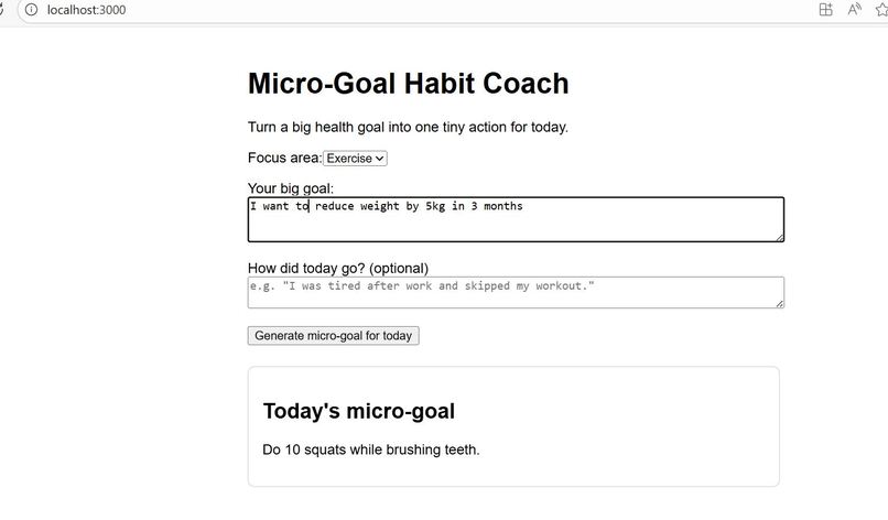 Micro Goal Habit Coach – screenshot 1