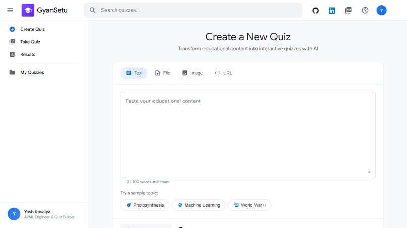 GyanSetu - AI-Powered Quiz Generation Platform – screenshot 4