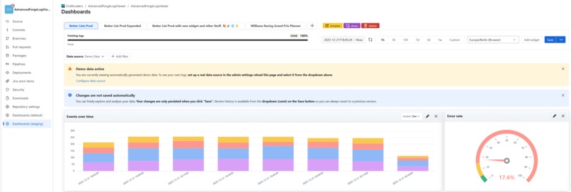 Forge Log Dashboards for Bitbucket – screenshot 2
