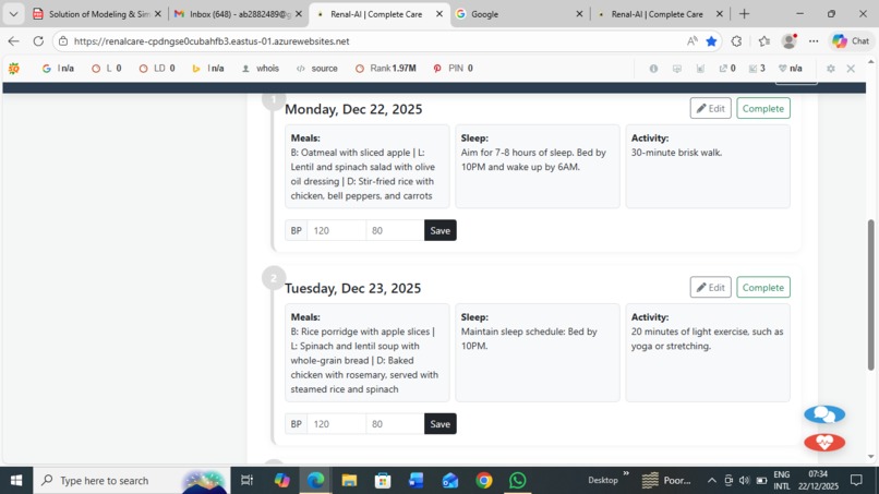 Renal-AI: A 3-Day Kidney-Friendly Prevention Journey – screenshot 2