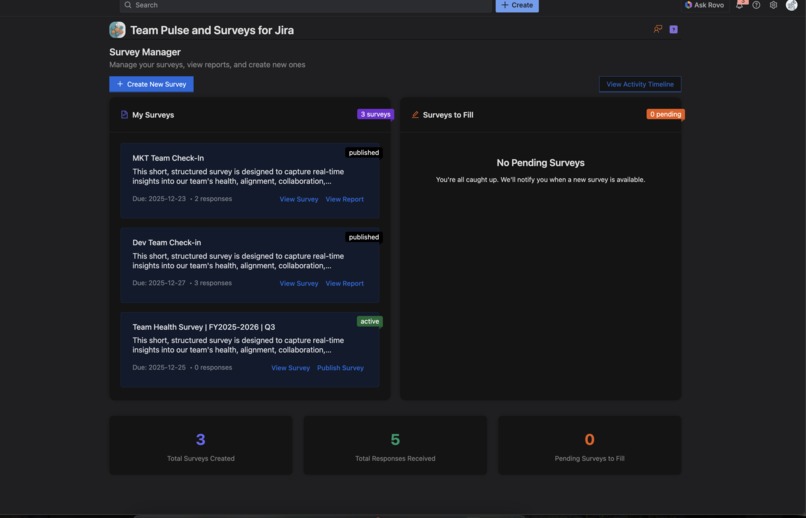 Team Pulse and Surveys for Jira – screenshot 1