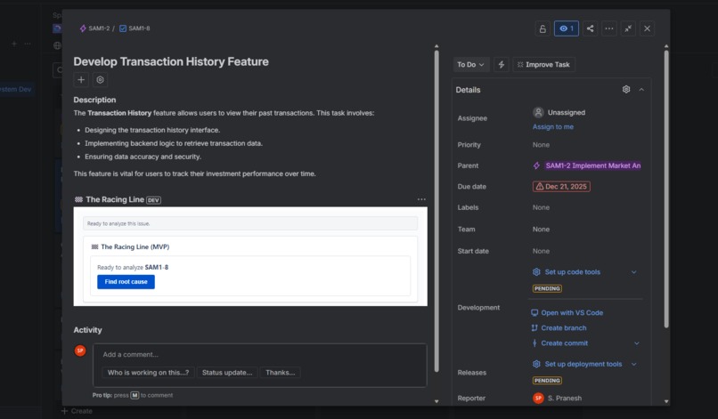 The Racing Line (Waze for Jira) – screenshot 1