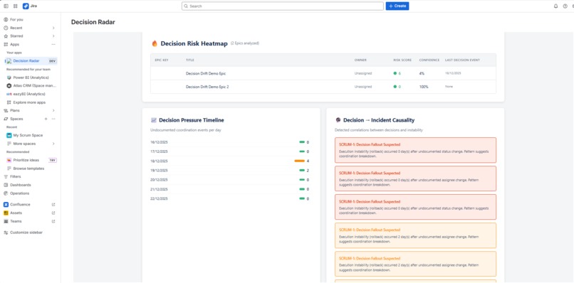 Decision Radar — Decision Intelligence for Jira – screenshot 1