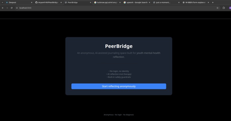 PeerBridge — Anonymous AI Reflection for Youth – screenshot 3