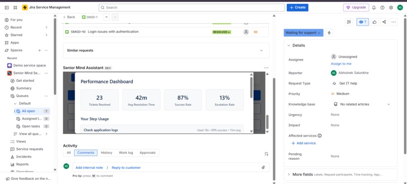 Senior Mind - AI-Powered Coaching for JSM Support Agents – screenshot 4
