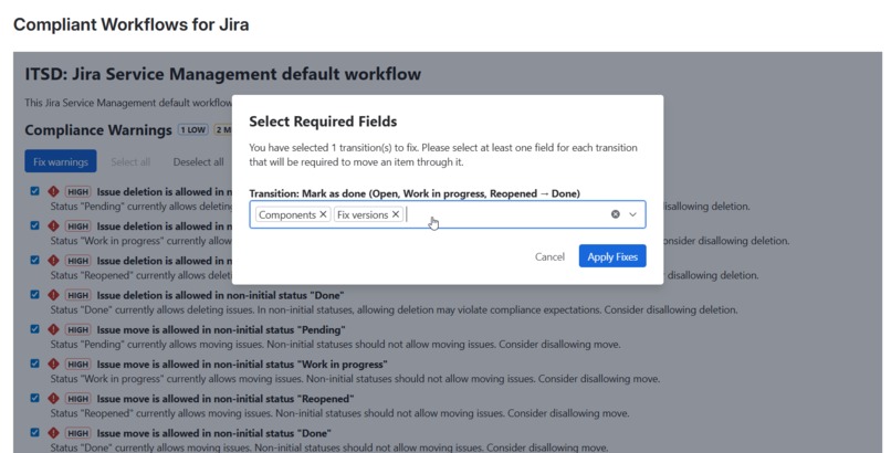 Compliant Workflows for Jira – screenshot 5