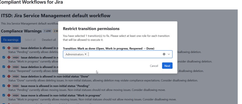 Compliant Workflows for Jira – screenshot 4