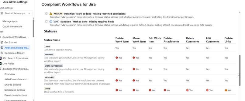 Compliant Workflows for Jira – screenshot 2