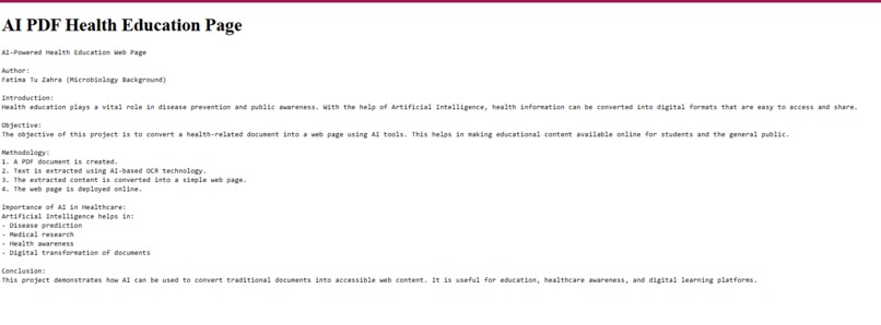 AI-Powered Health Education Web Page – screenshot 1