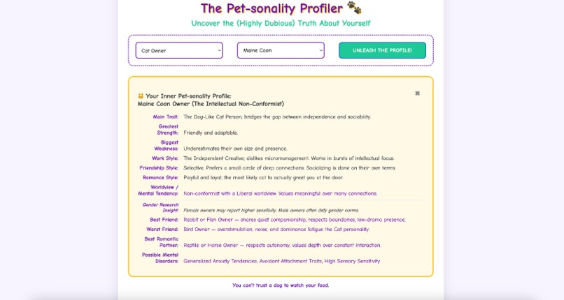 Pet-sonality Profiler – screenshot 2