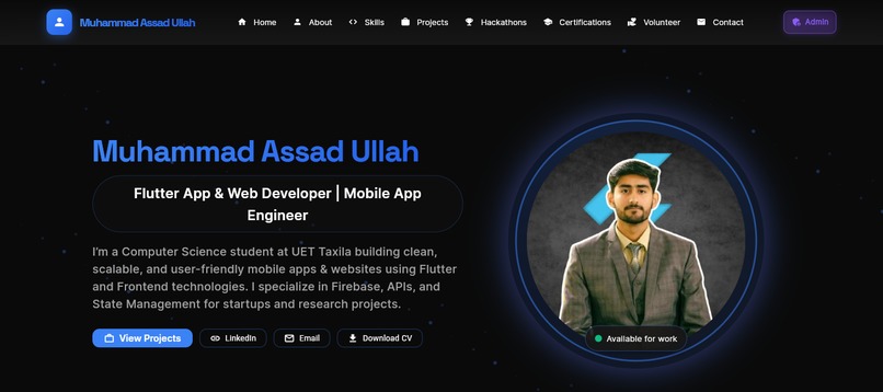 Dynamic Flutter Portfolio & Admin CMS – screenshot 1