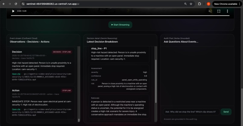 Sentinel | Agentic Vision-to-Action System – screenshot 3