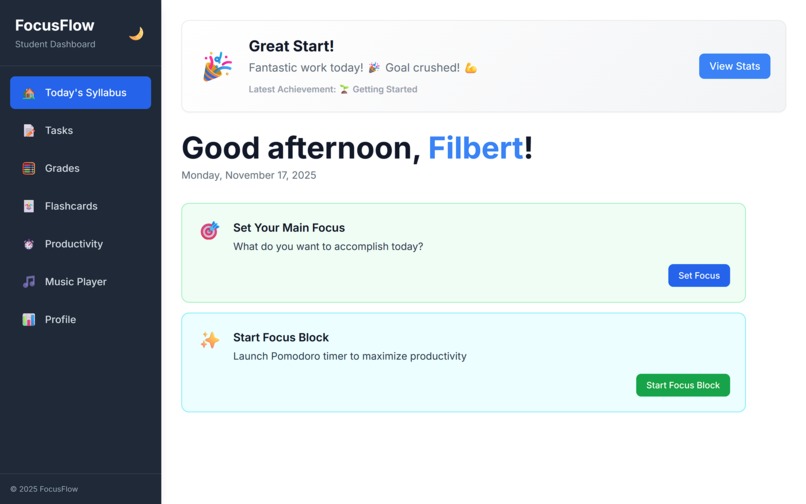 FocusFlow: The Ultimate Student Dashboard – screenshot 1