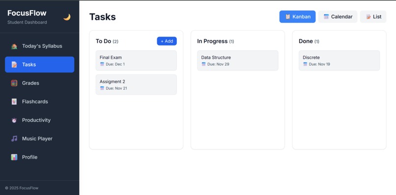 FocusFlow: The Ultimate Student Dashboard – screenshot 2