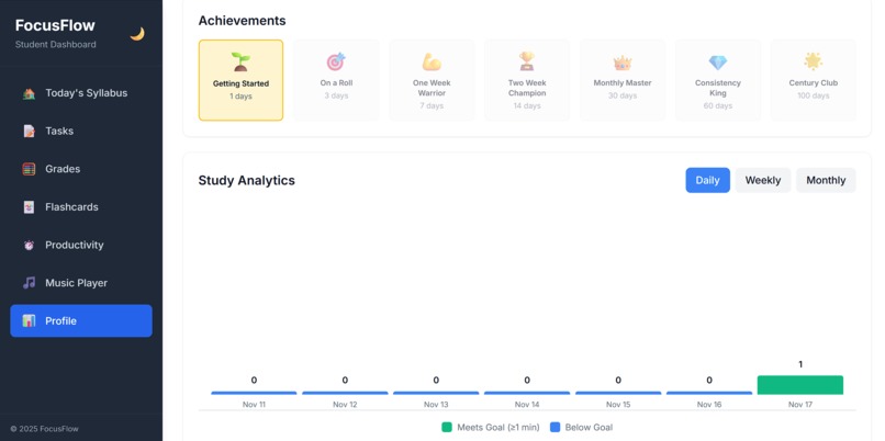 FocusFlow: The Ultimate Student Dashboard – screenshot 4