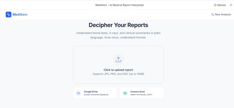MediGem: AI-Powered Medical Report Interpreter – screenshot 1