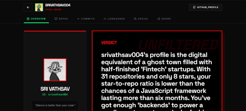 Roast My GitHub – screenshot 2