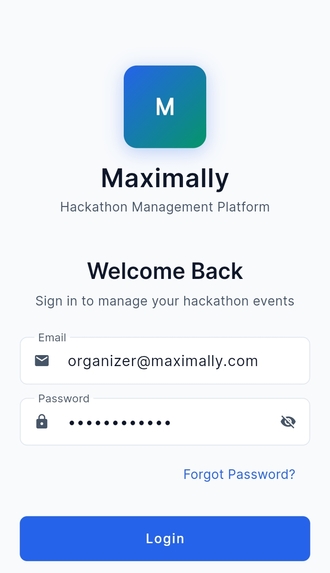 “Maximally Organizer" – Event Organizer Platform – screenshot 1