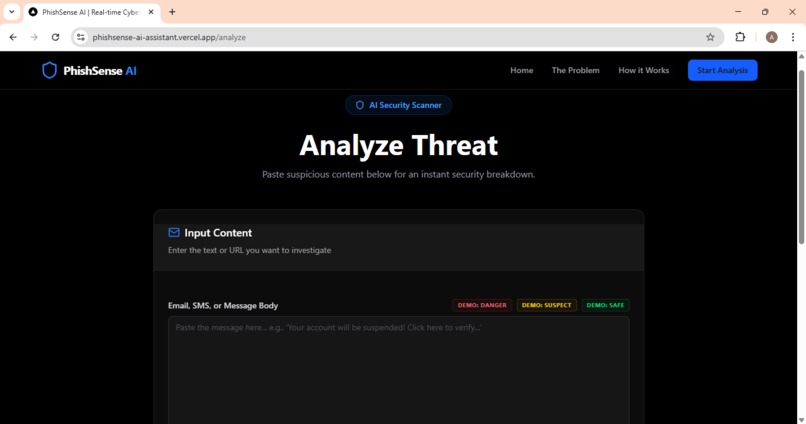 PhishSense  – screenshot 1