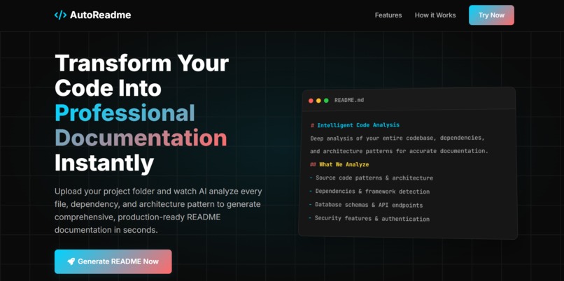 AutoReadme - Turn your Code Repository to Docs, Instantly – screenshot 1