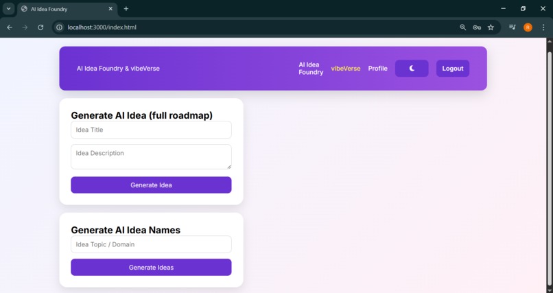AI Idea Foundry & Vibeverse – screenshot 1