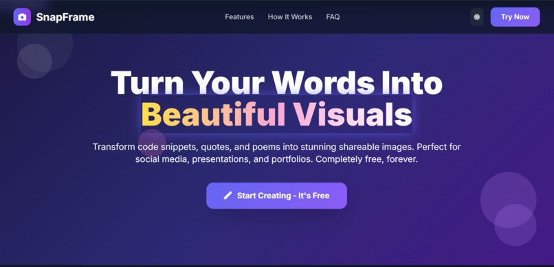 SnapFrame - Turn Your Words Into Beautiful Visuals – screenshot 1