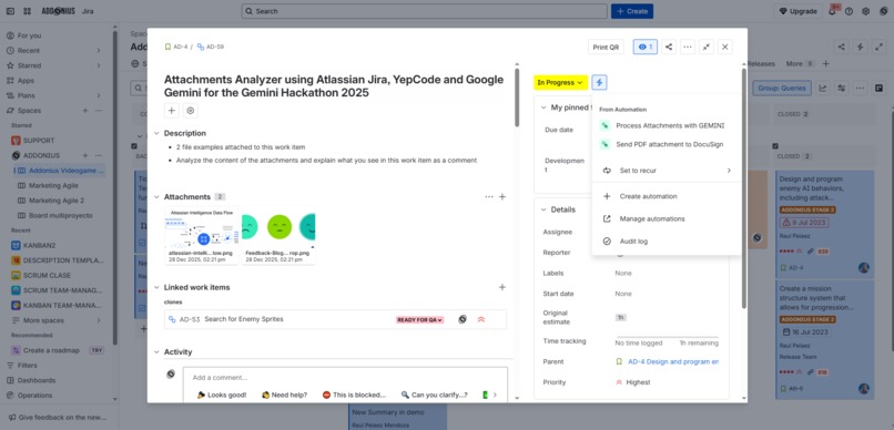 AI-Powered Jira Attachments Analyzer (YepCode + Gemini) – screenshot 1