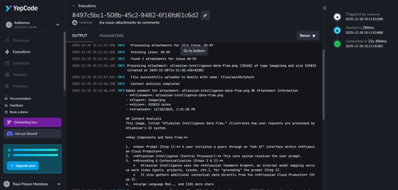 AI-Powered Jira Attachments Analyzer (YepCode + Gemini) – screenshot 5
