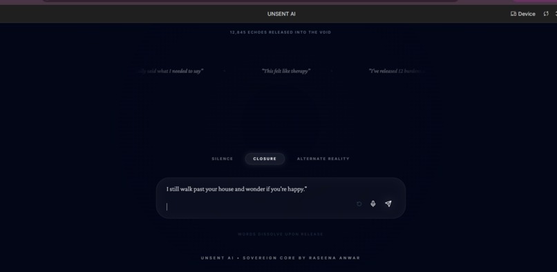 UNSENT AI – screenshot 1