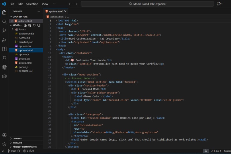 Mood-Based Tab Organizer – screenshot 1