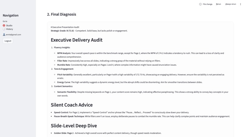 PrepMaster AI: Slide-level Presentation Rehearsal Analysis – screenshot 2