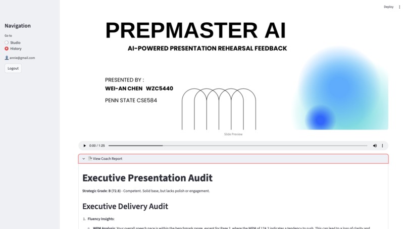 PrepMaster AI: Slide-level Presentation Rehearsal Analysis – screenshot 3