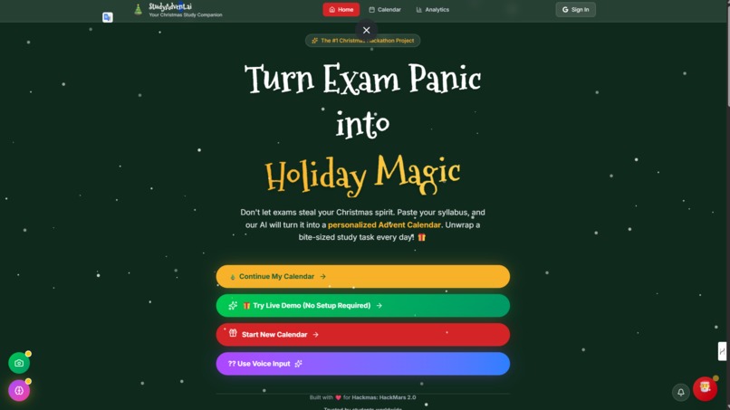 StudyAdvent.ai: Turn Exam Panic into Holiday Magic – screenshot 1