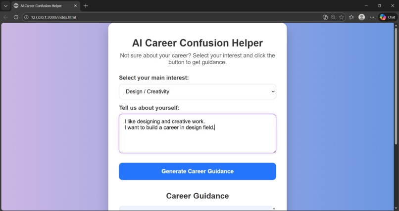 AI Career Confusion Helper – screenshot 1