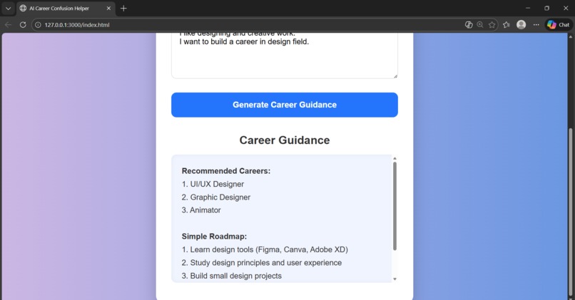 AI Career Confusion Helper – screenshot 2