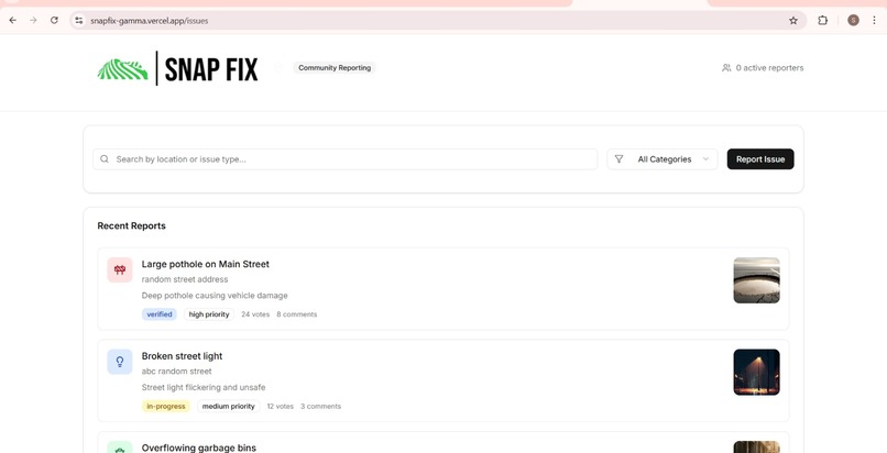 SnapFix – AI-Powered Urban Issue Reporting Platform – screenshot 3