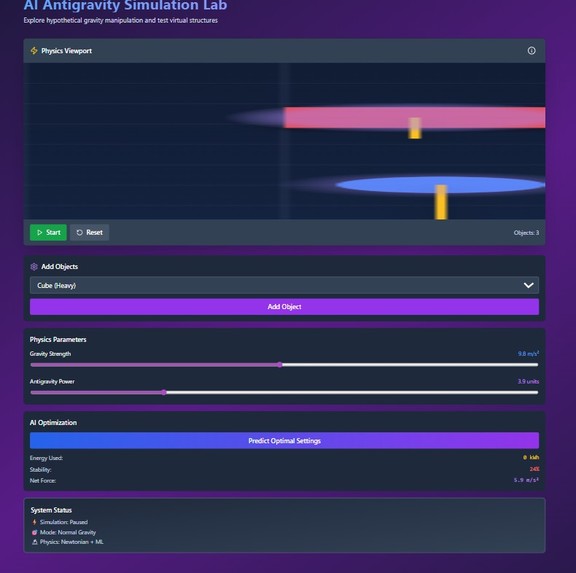 AI-Driven Antigravity Simulation Platform – screenshot 1