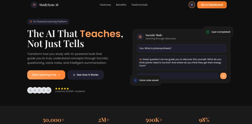 StudySync AI - The AI That Teaches, Not Just Tells – screenshot 1