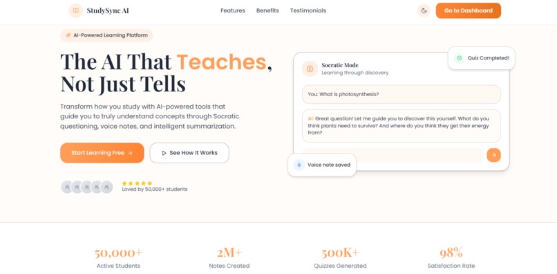 StudySync AI - The AI That Teaches, Not Just Tells – screenshot 2