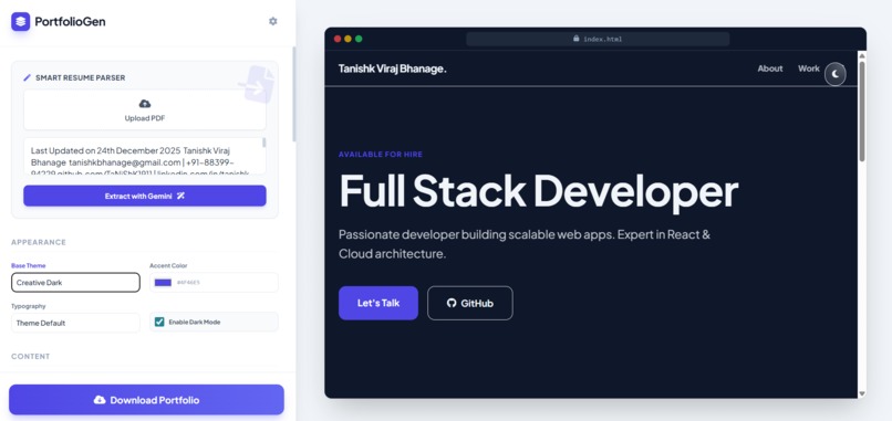 portfolio website generator – screenshot 2