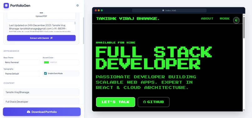 portfolio website generator – screenshot 3